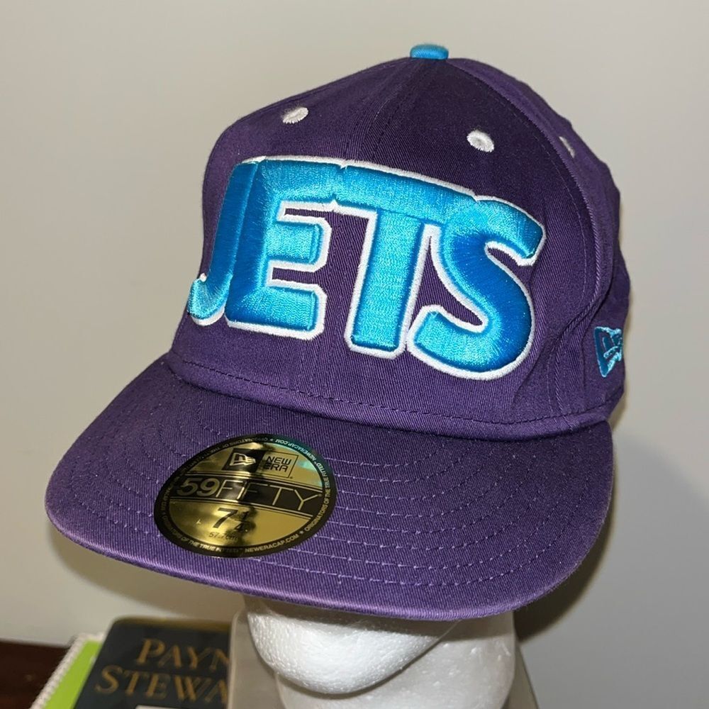 New Era Winnipeg Jets RARE NHL Spell out Blue Purple Fitted Cap Hat 7 1/4 Shoes